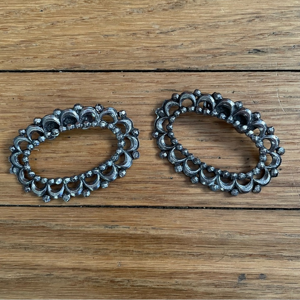Vintage Musi Shoe Clips Silver Tone